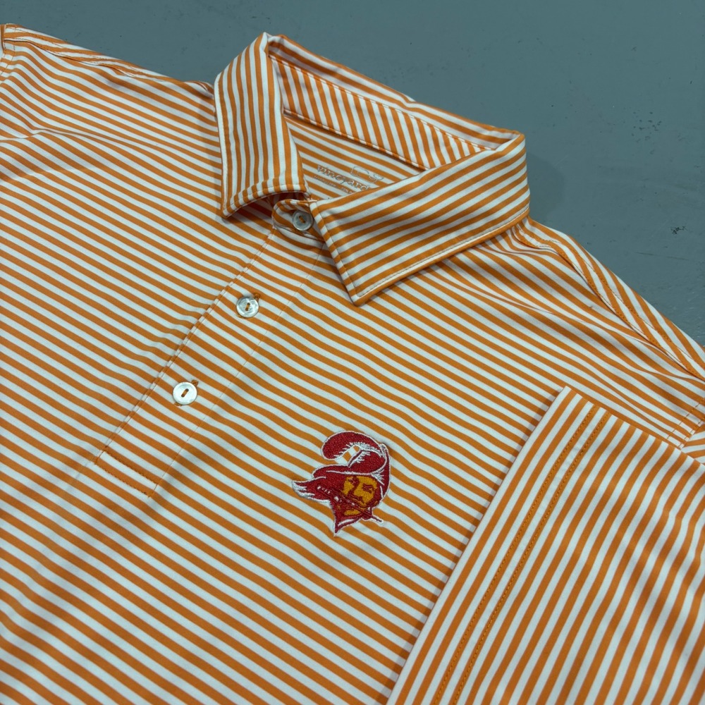 Vineyard Vines Tampa Bay Buccaneers Polo XL Orange White Stripe Bucco Bruce